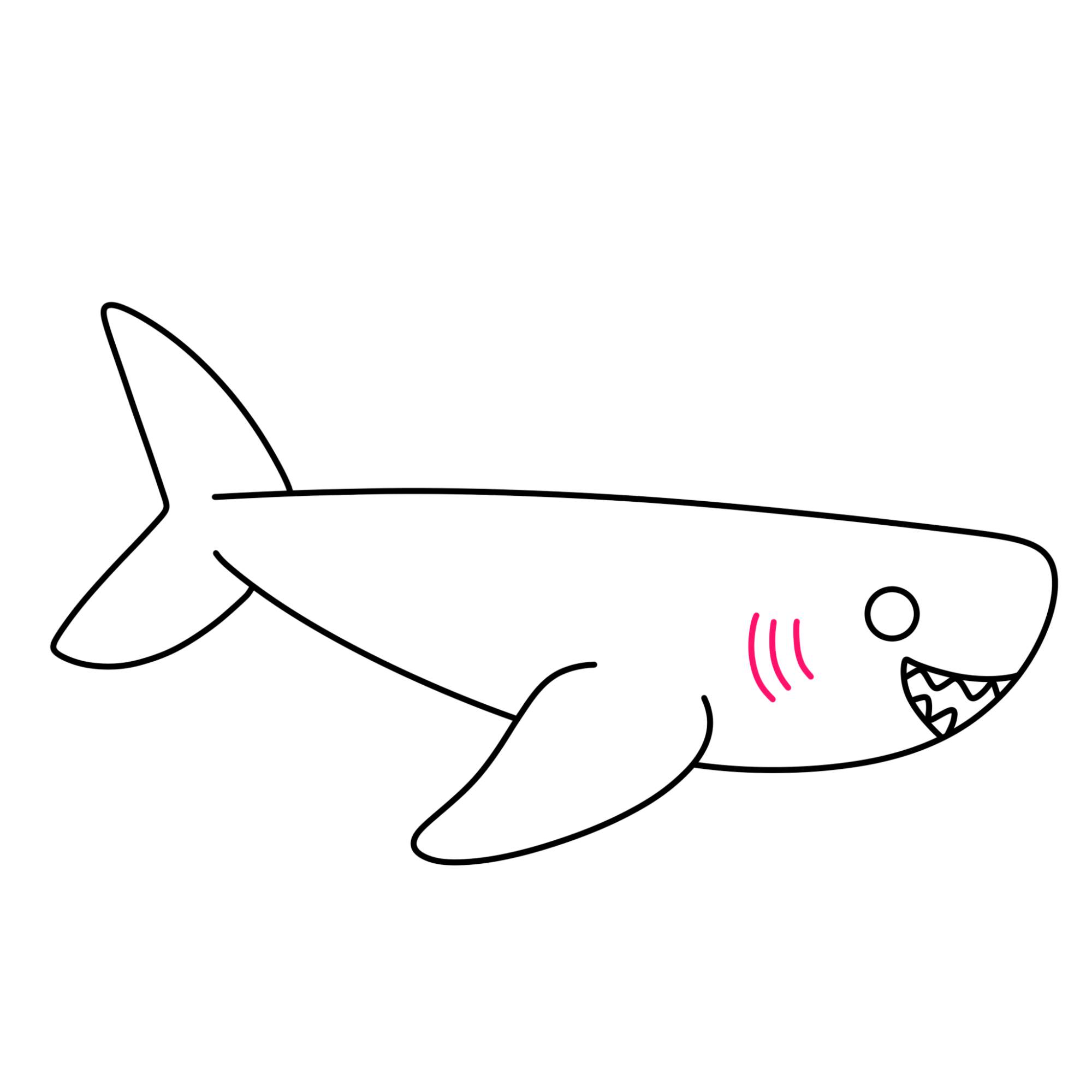 Easy Shark Drawing - Step-7