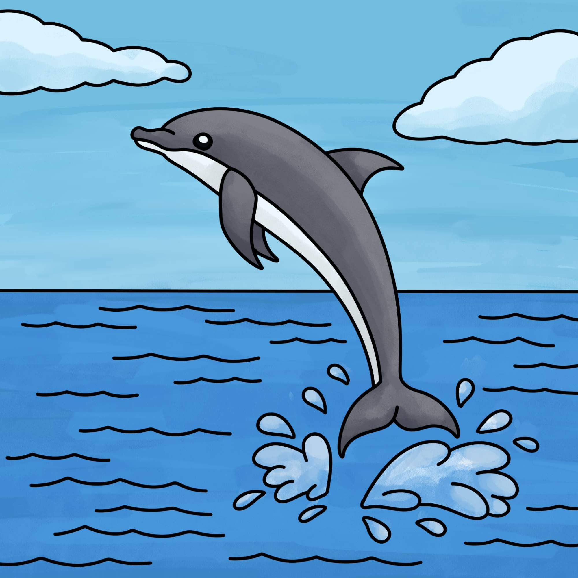 How to Draw a Dolphin - Step-15