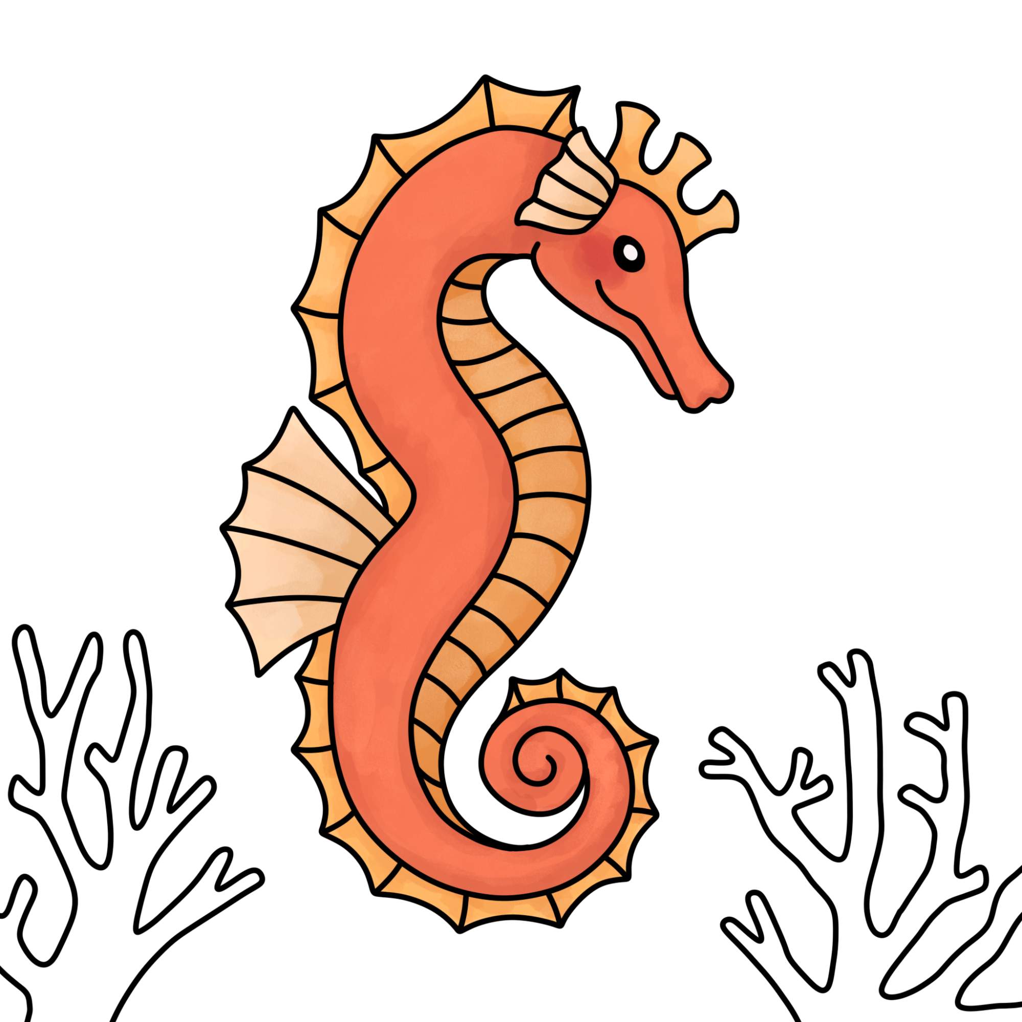 How to Draw a Seahorse - Step-13