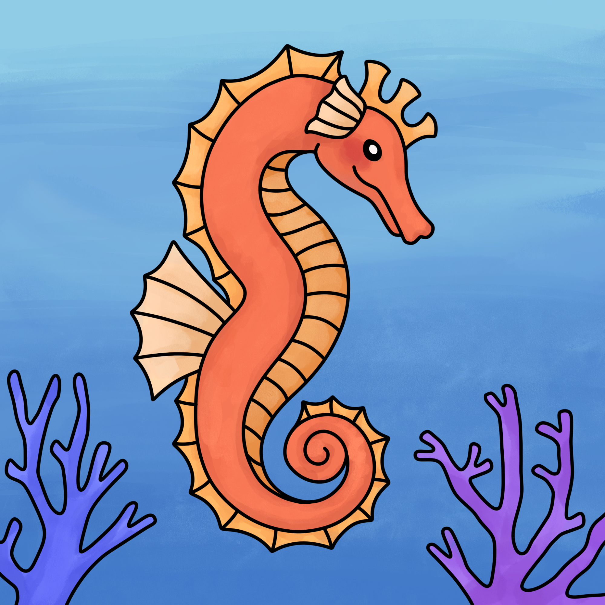 How to Draw a Seahorse