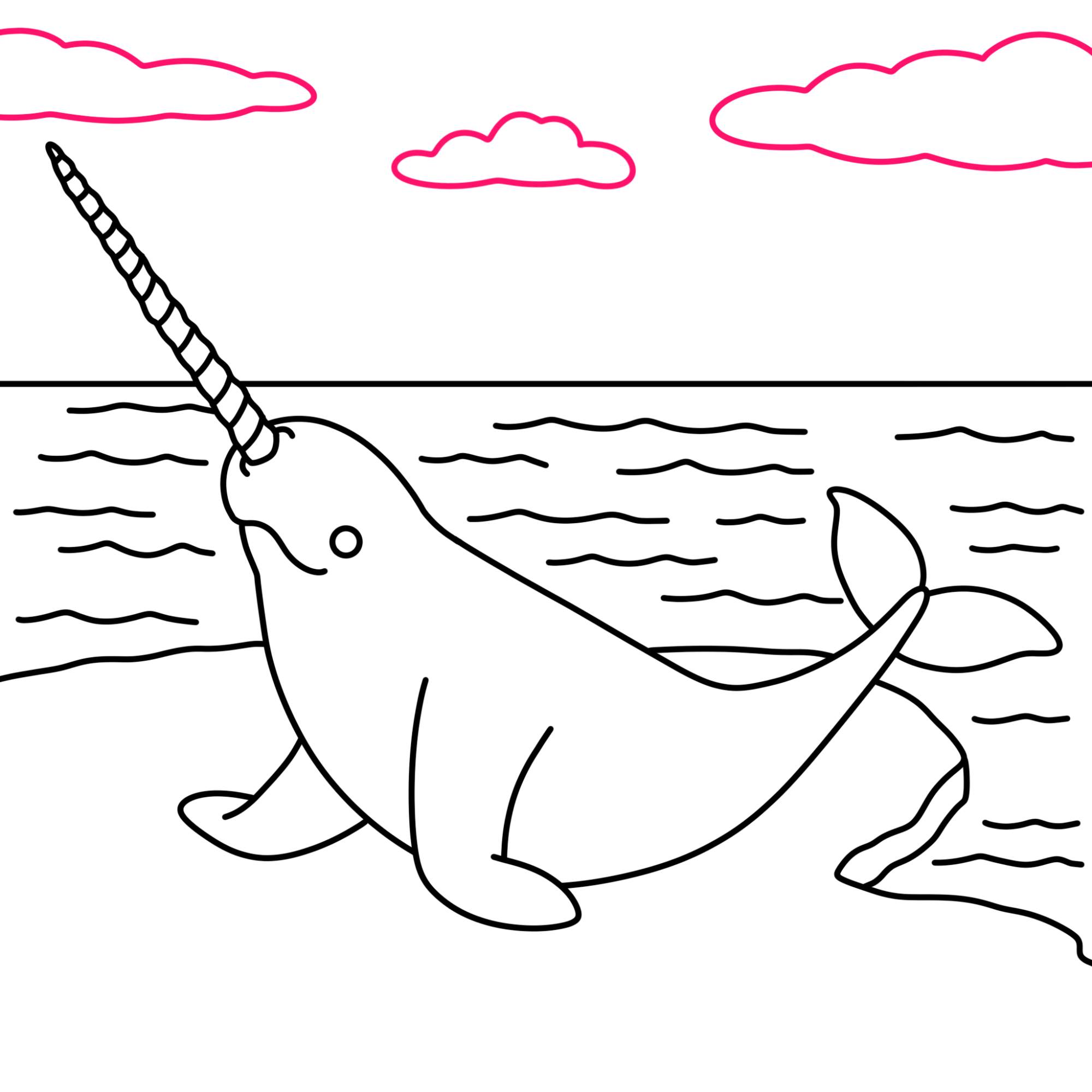 Narwhal Drawing - Step-11