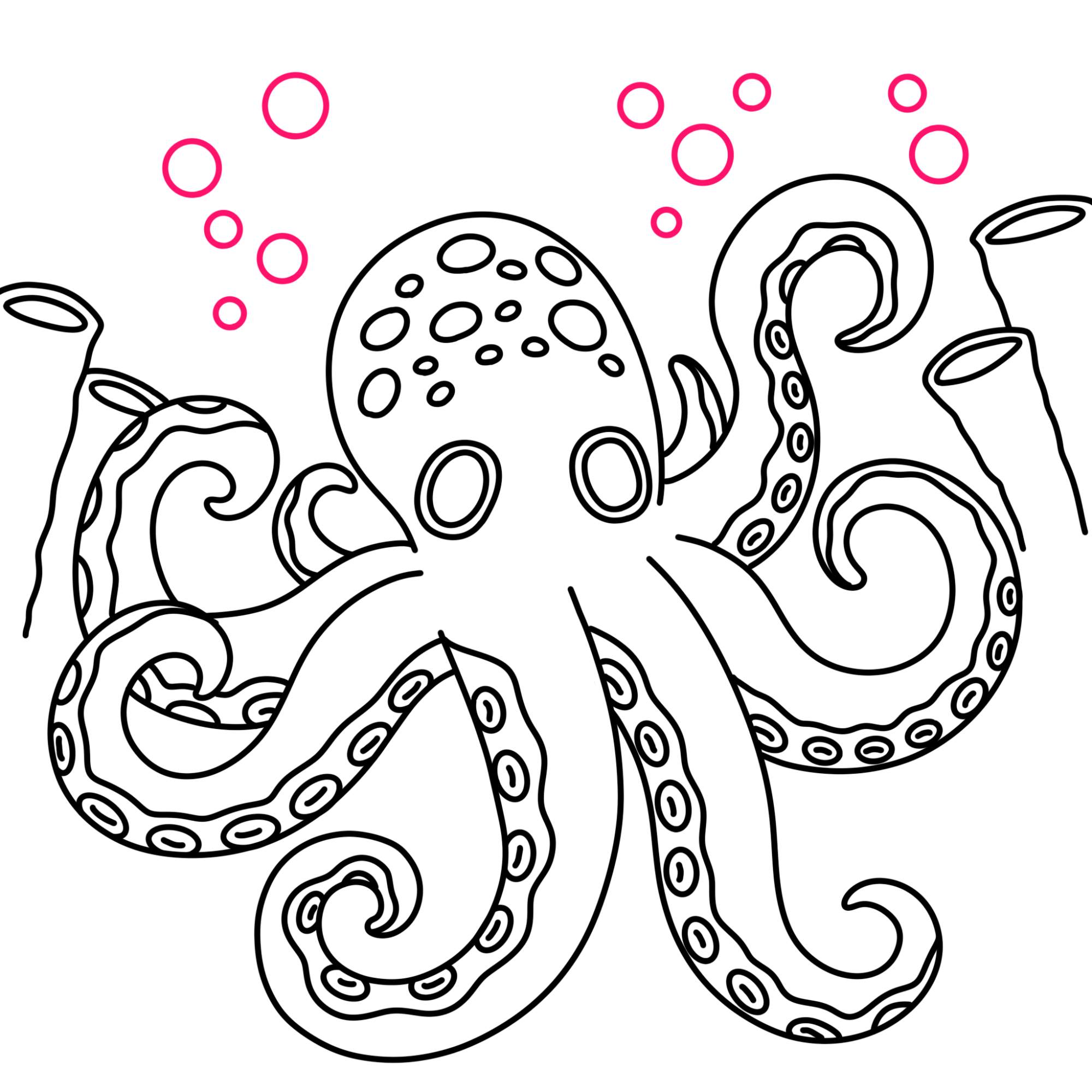 Octopus Drawing (easy) - Step-10