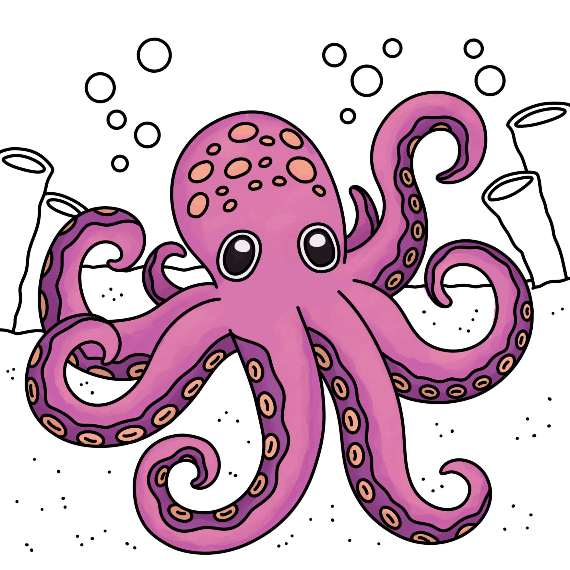 Octopus Drawing (easy) - Step-12