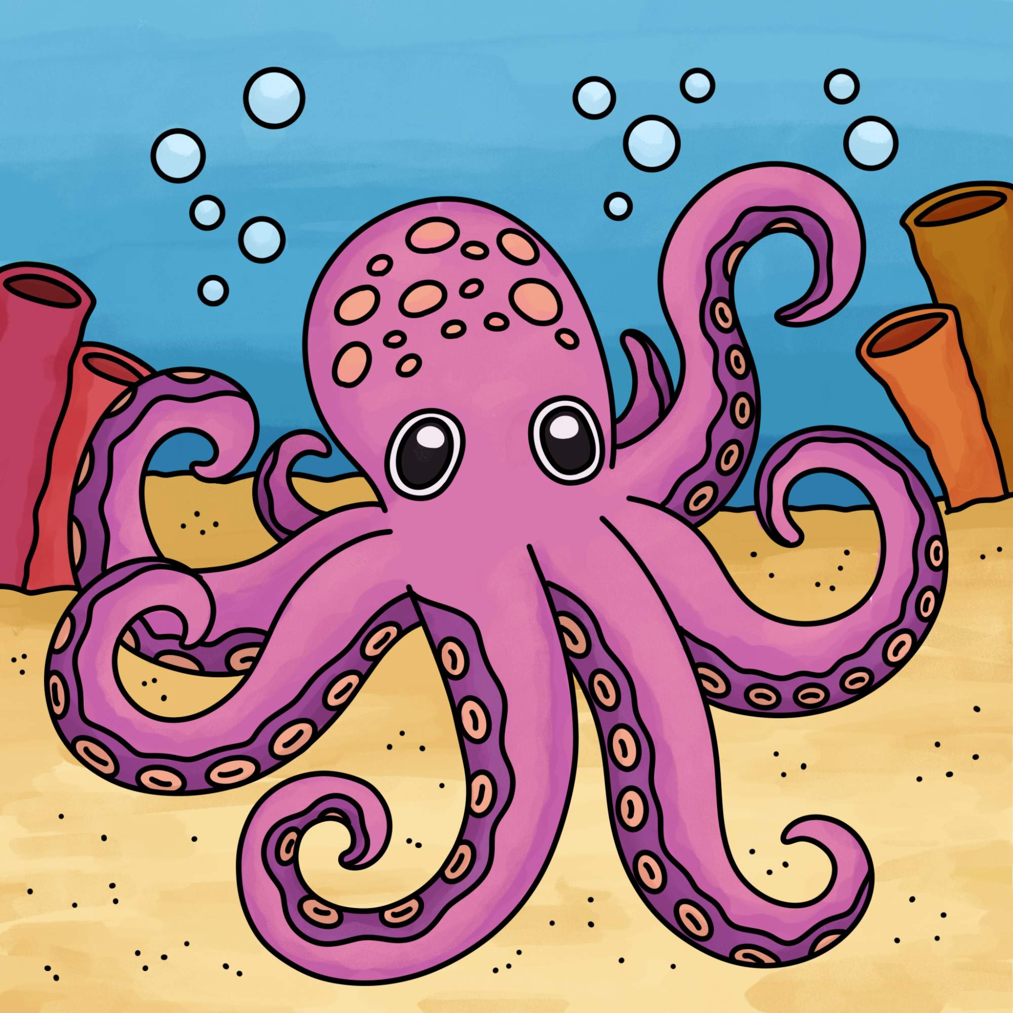 Octopus Drawing (easy) - Step-15