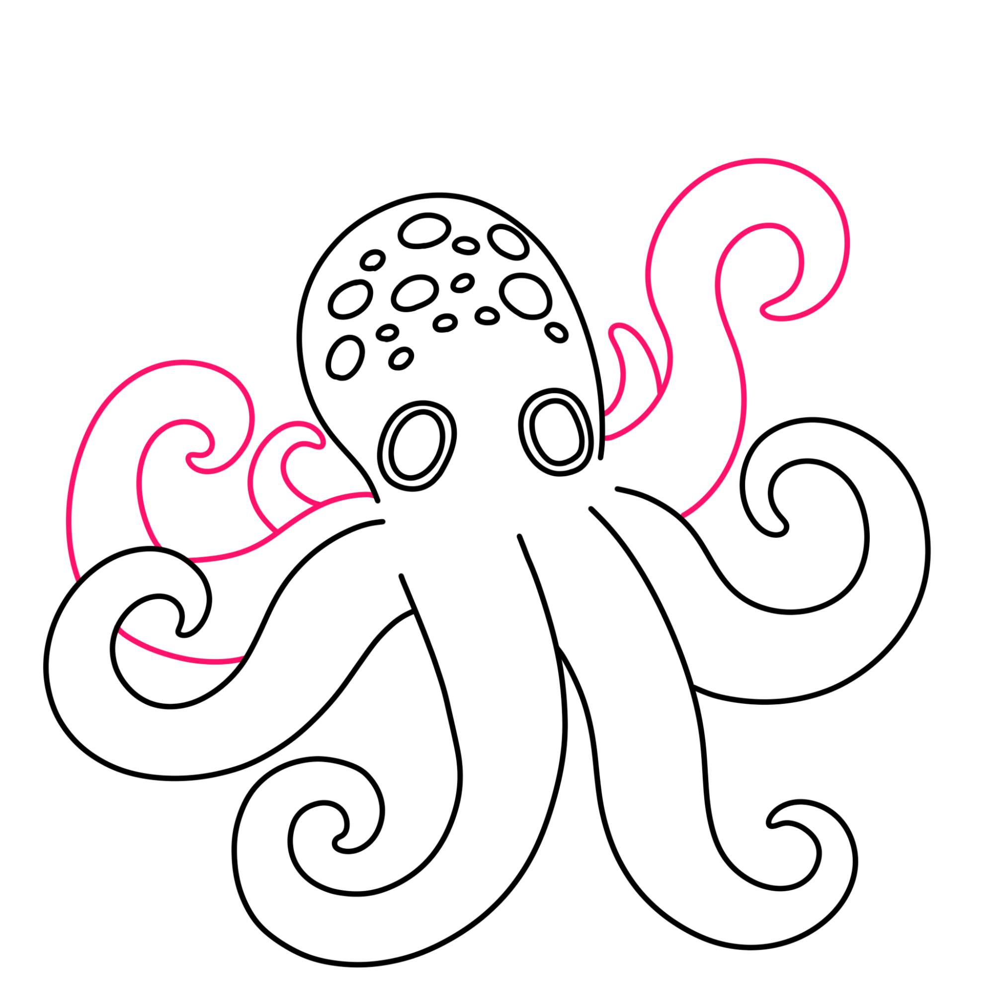 Octopus Drawing (easy) - Step-6