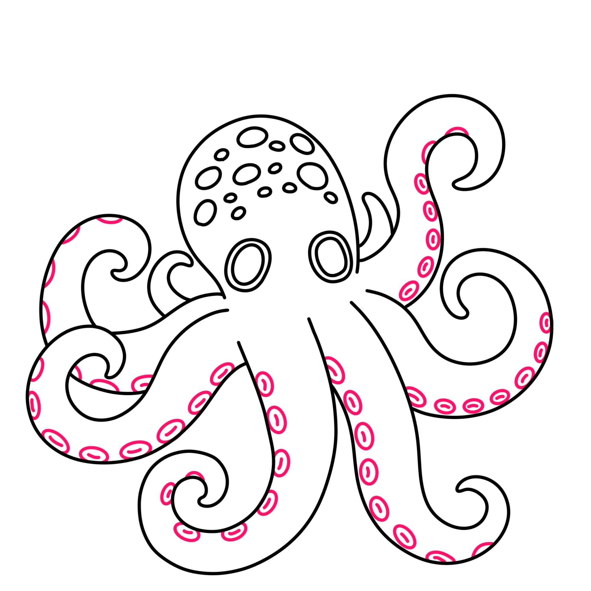 Octopus Drawing (easy) - Step-7