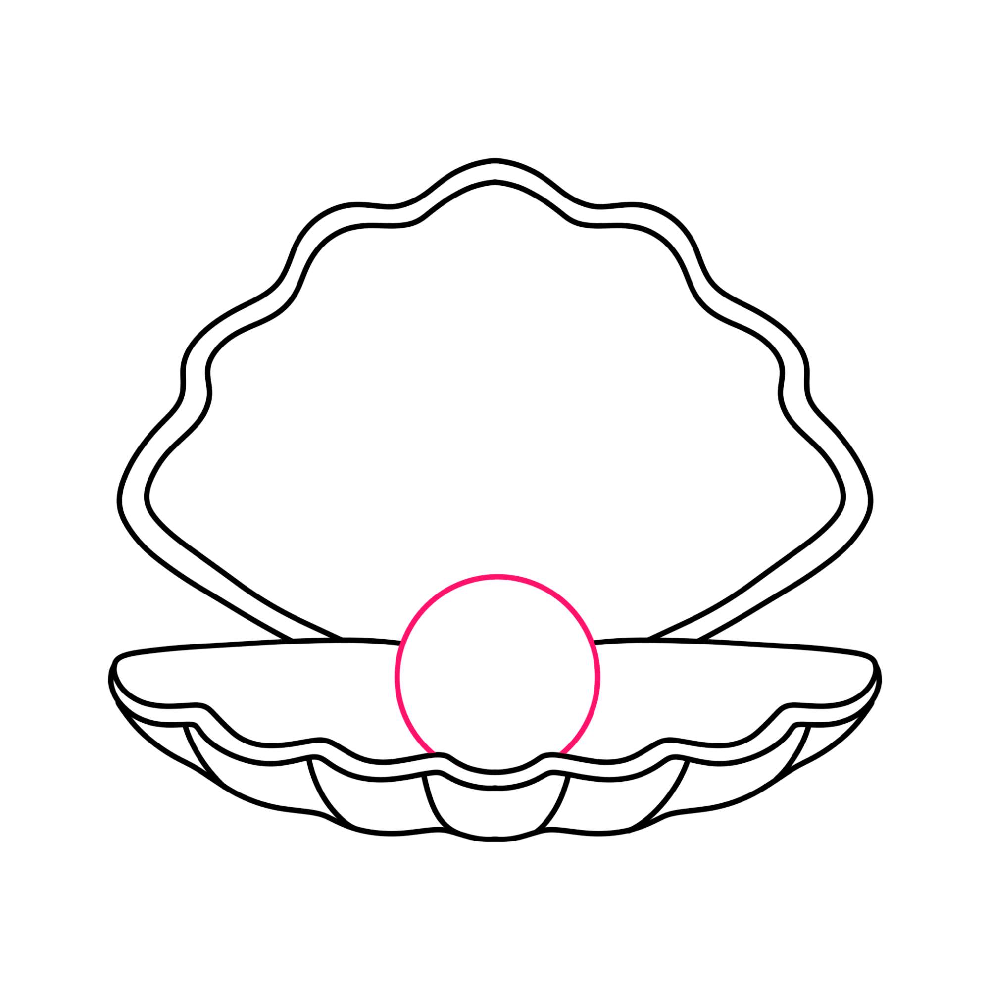 Oyster with Pearl Drawing - Step-7