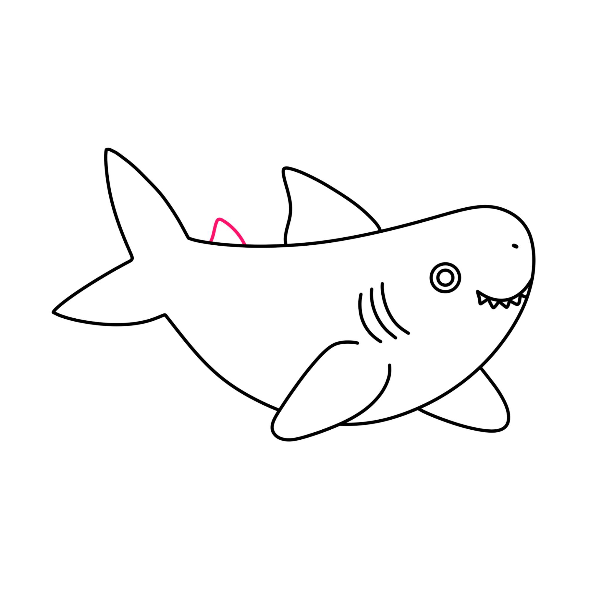 Shark Cartoon Drawing - Step-10