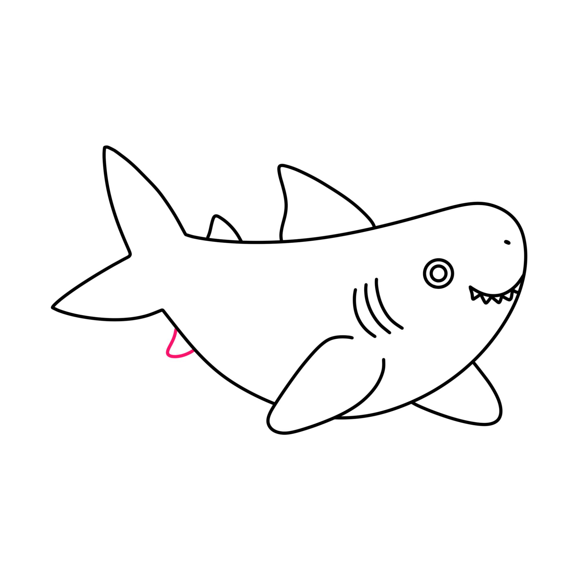 Shark Cartoon Drawing - Step-11