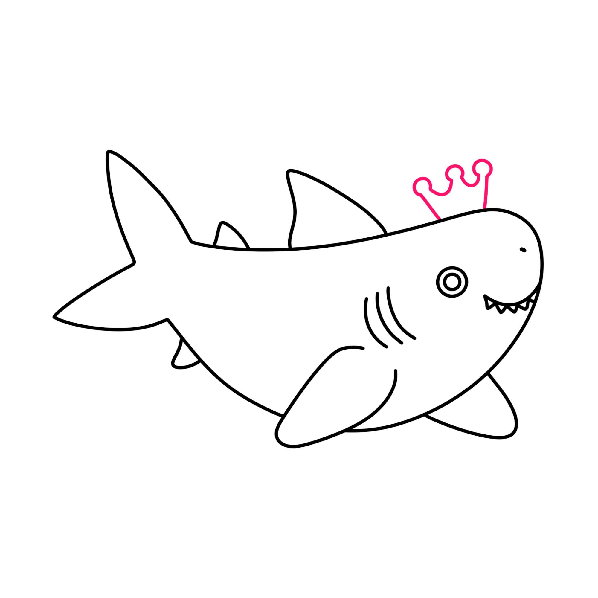 Shark Cartoon Drawing - Step-12