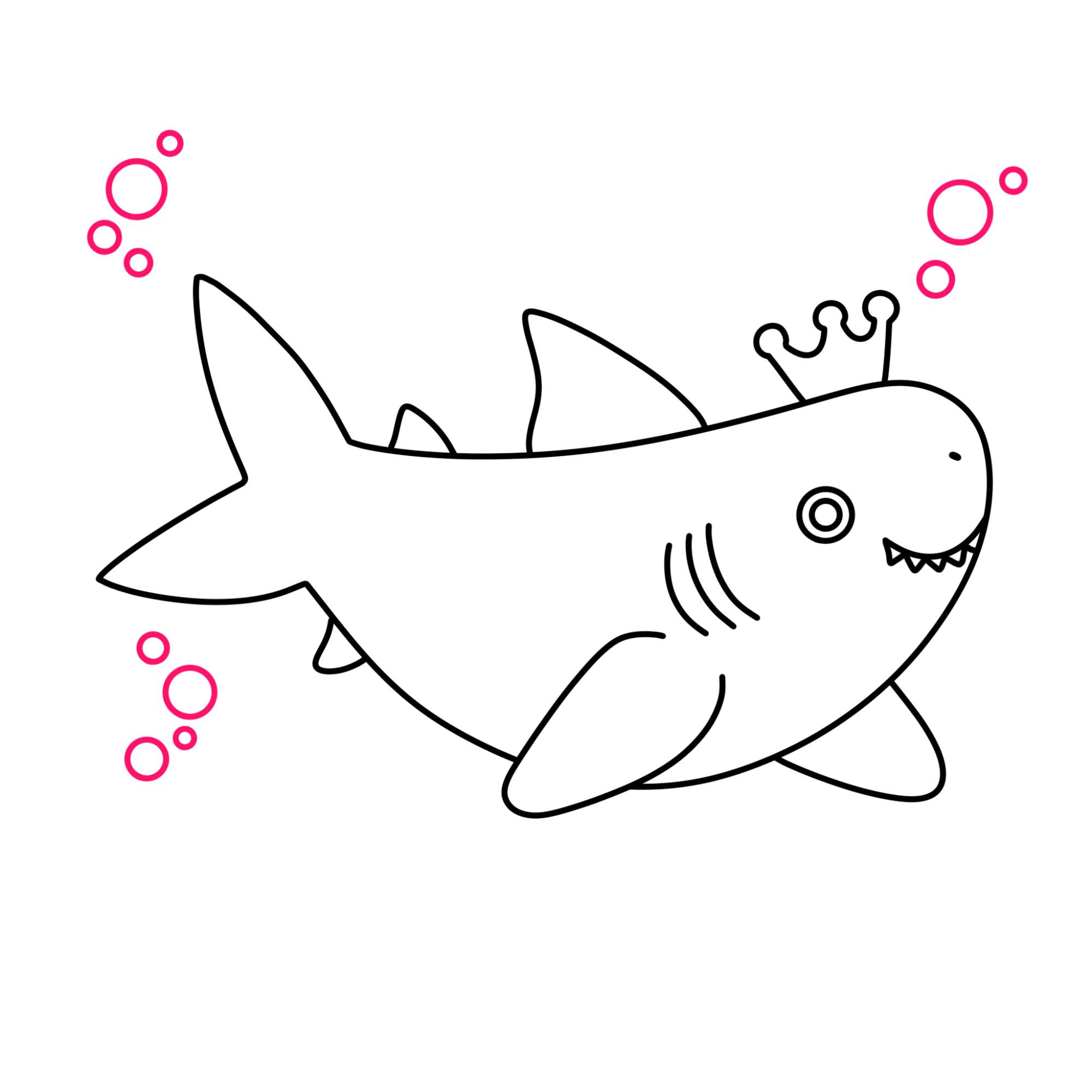 Shark Cartoon Drawing - Step-13