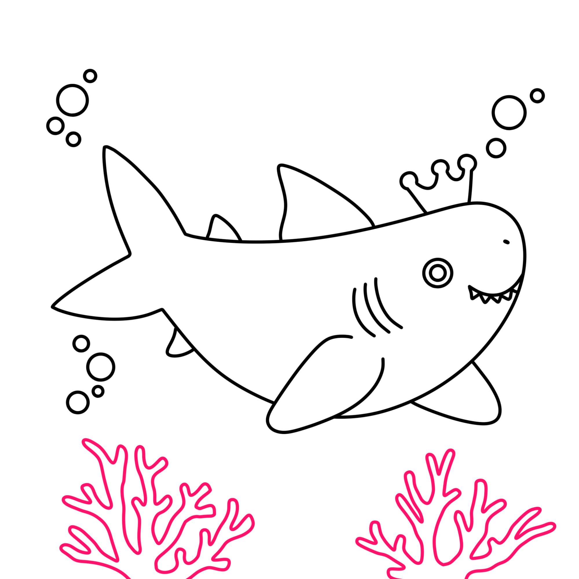 Shark Cartoon Drawing - Step-14