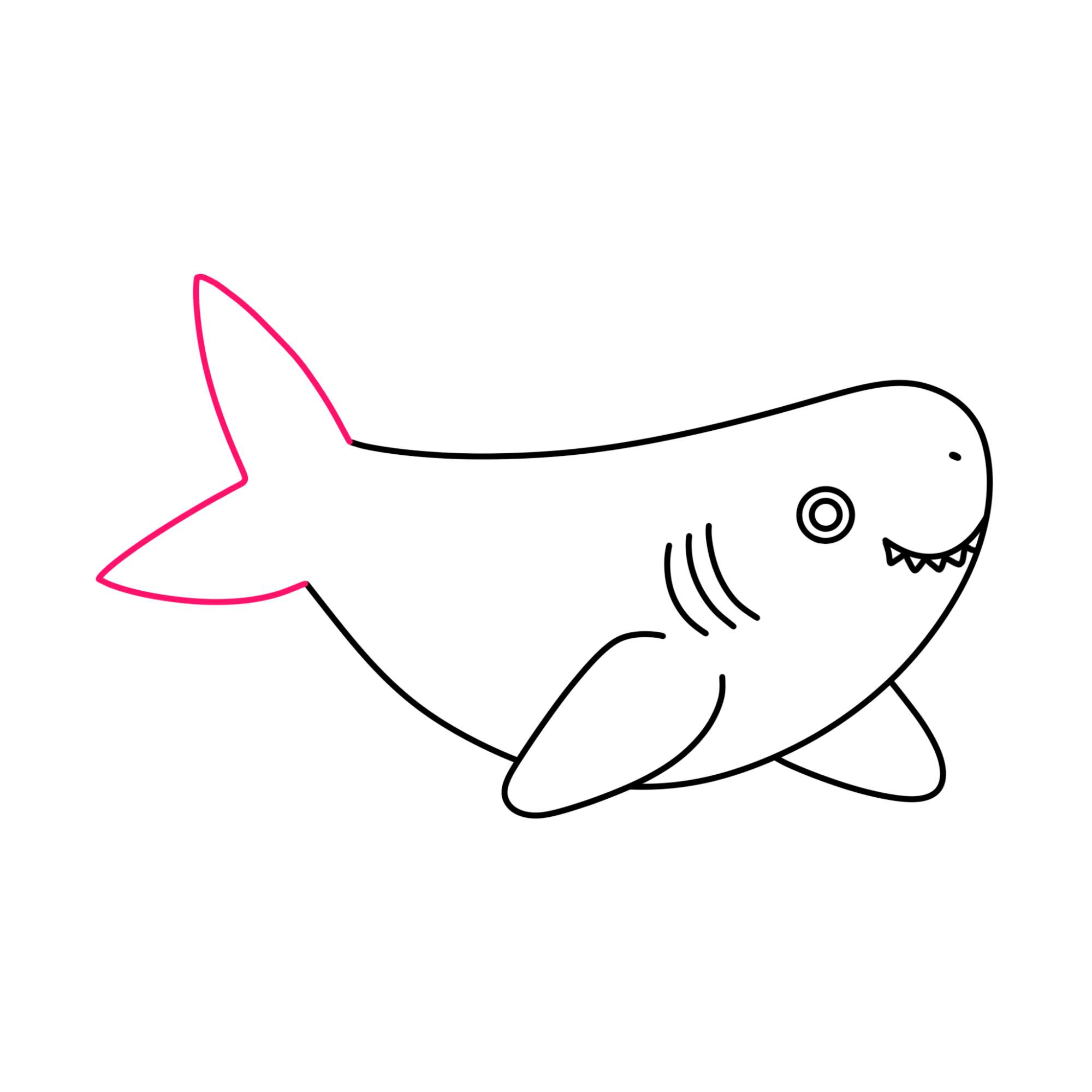 Shark Cartoon Drawing - Step-8