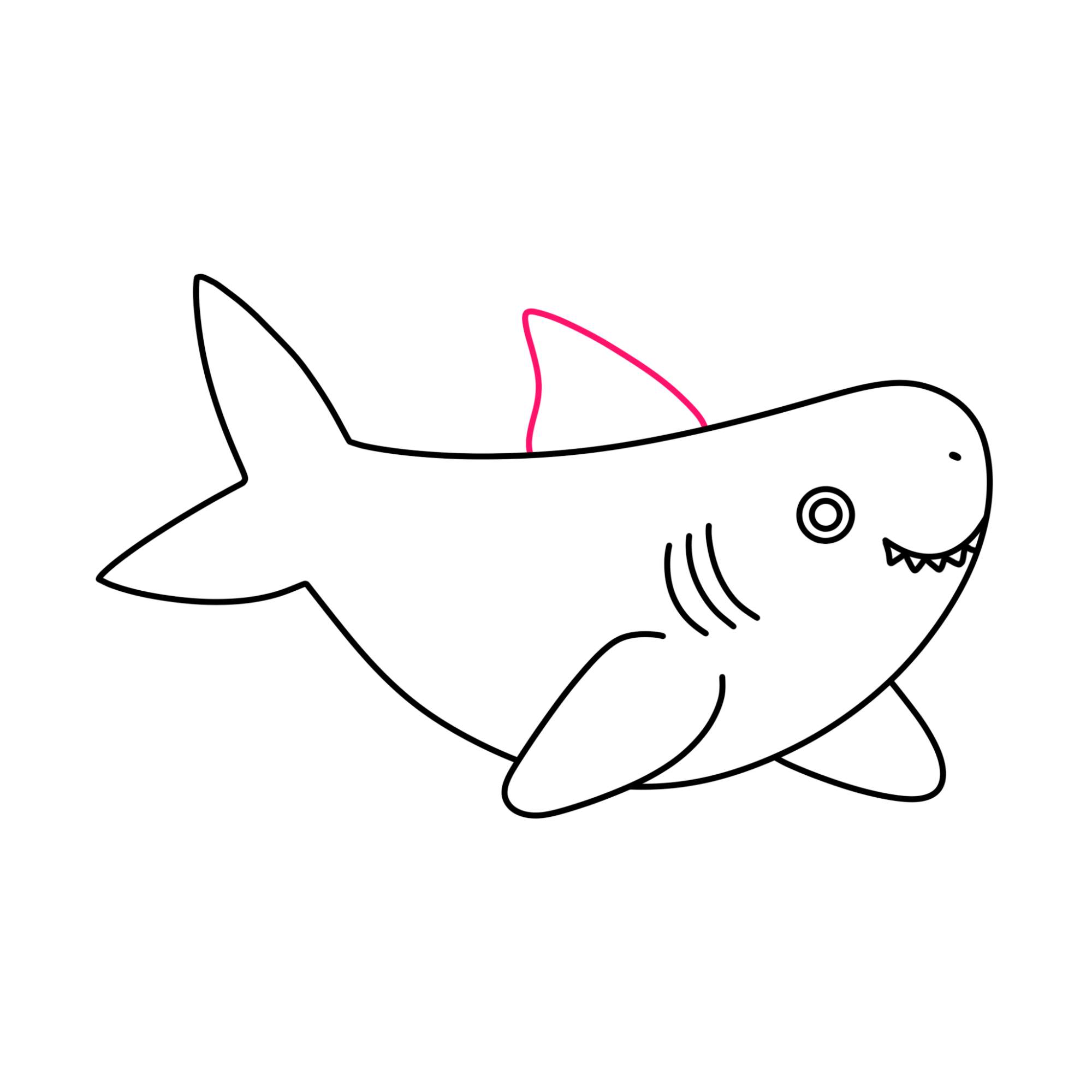 Shark Cartoon Drawing - Step-9