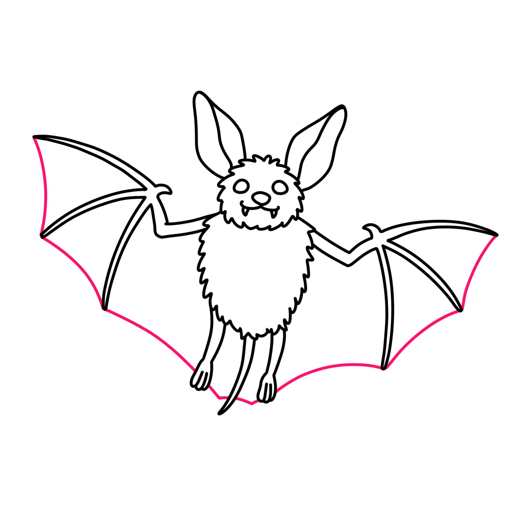 Easy Bat Drawing - Step-11