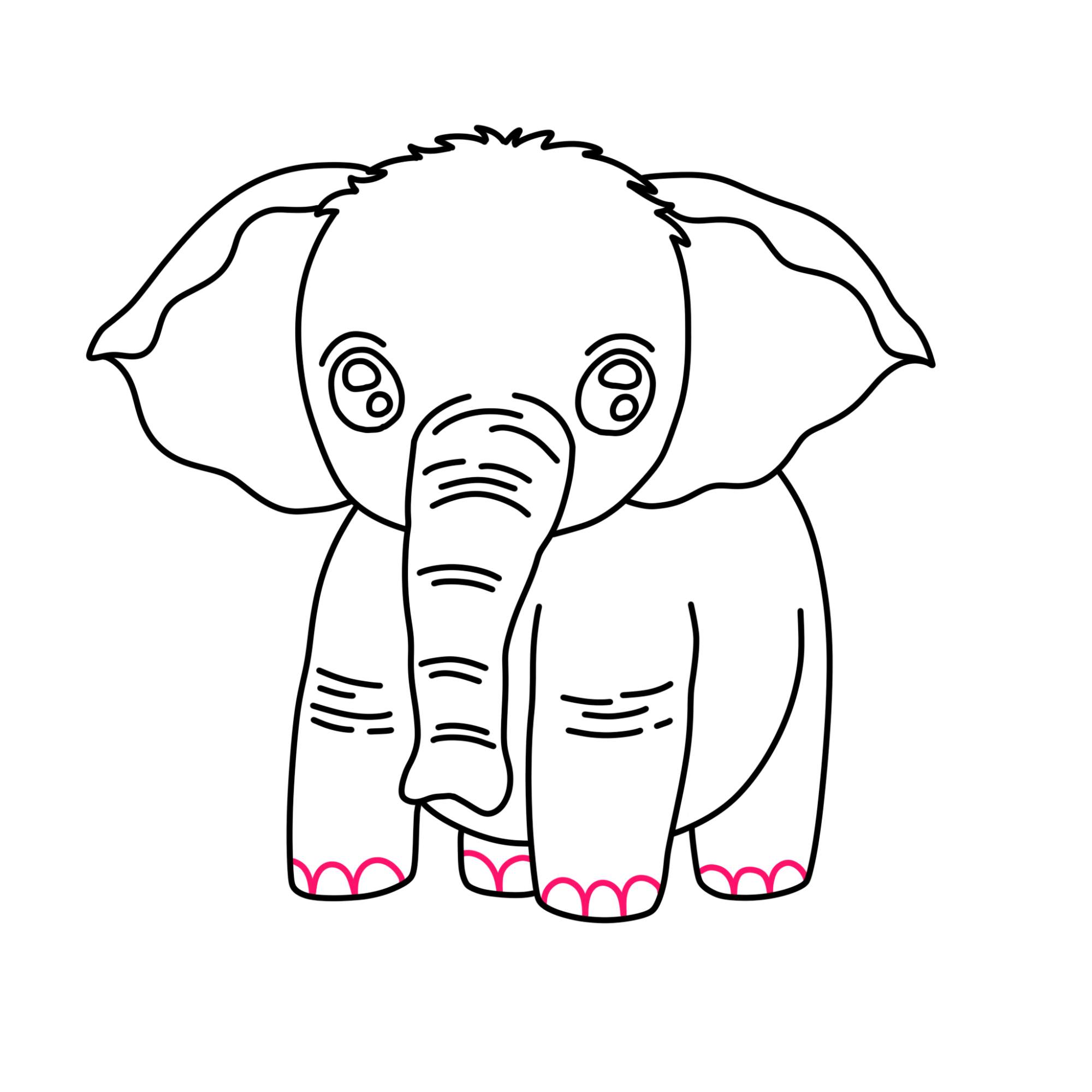 How to Draw a Baby Elephant - Step-8