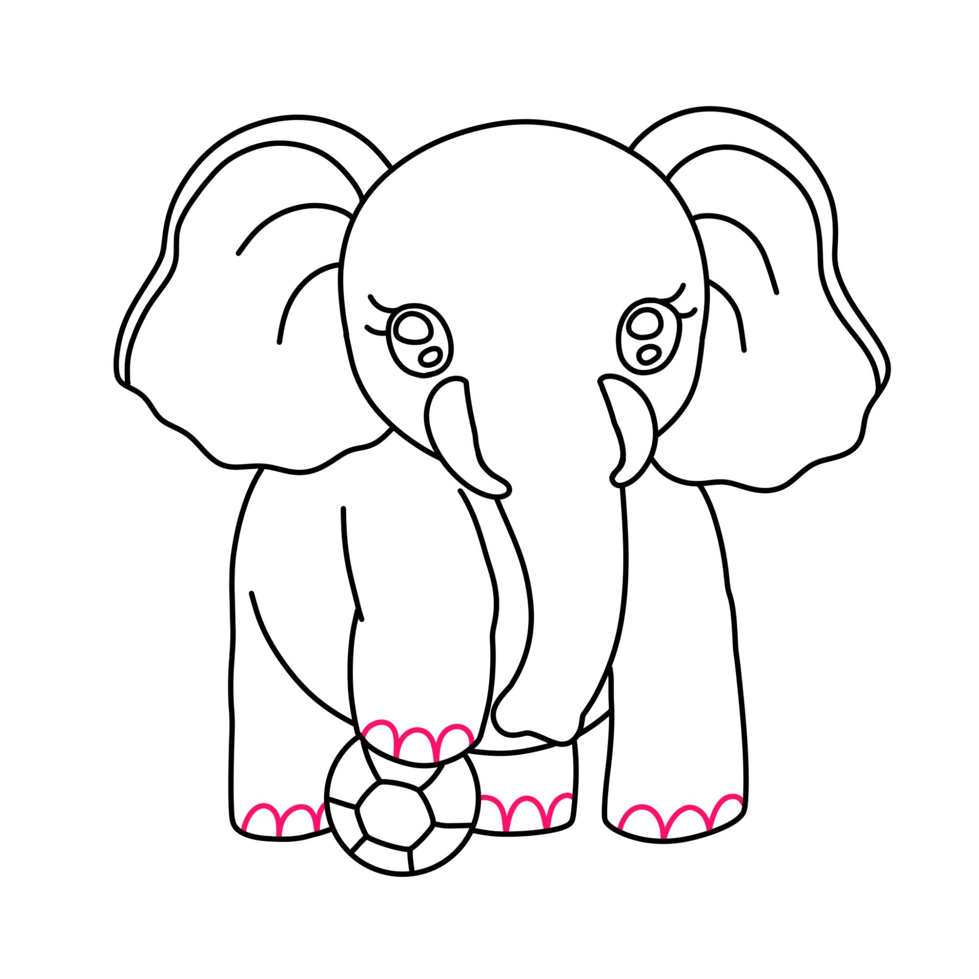 How to Draw a Cute Elephant - Step-10