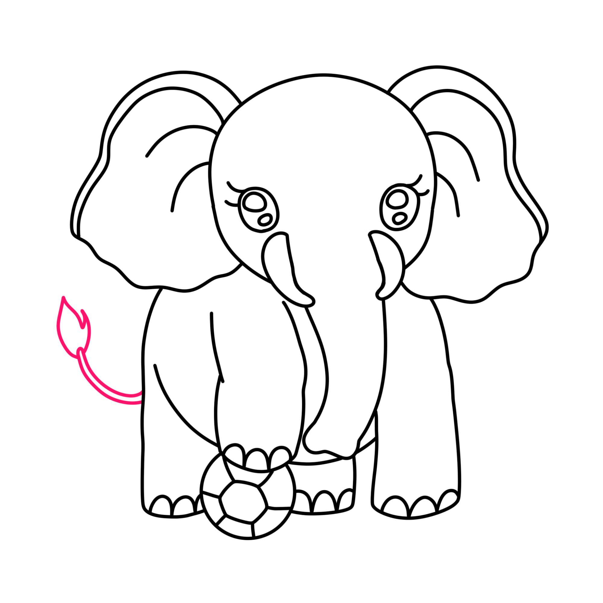 How to Draw a Cute Elephant - Step-11