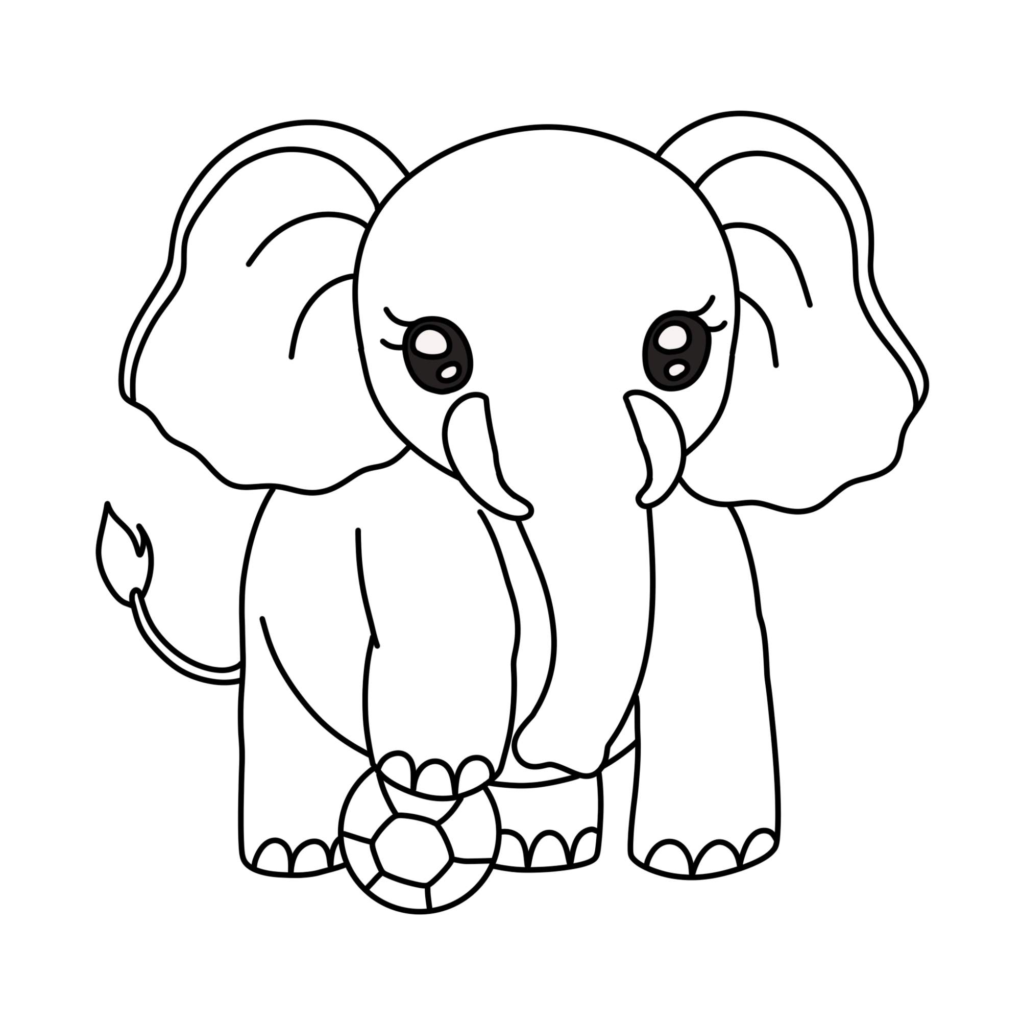 How to Draw a Cute Elephant - Step-12