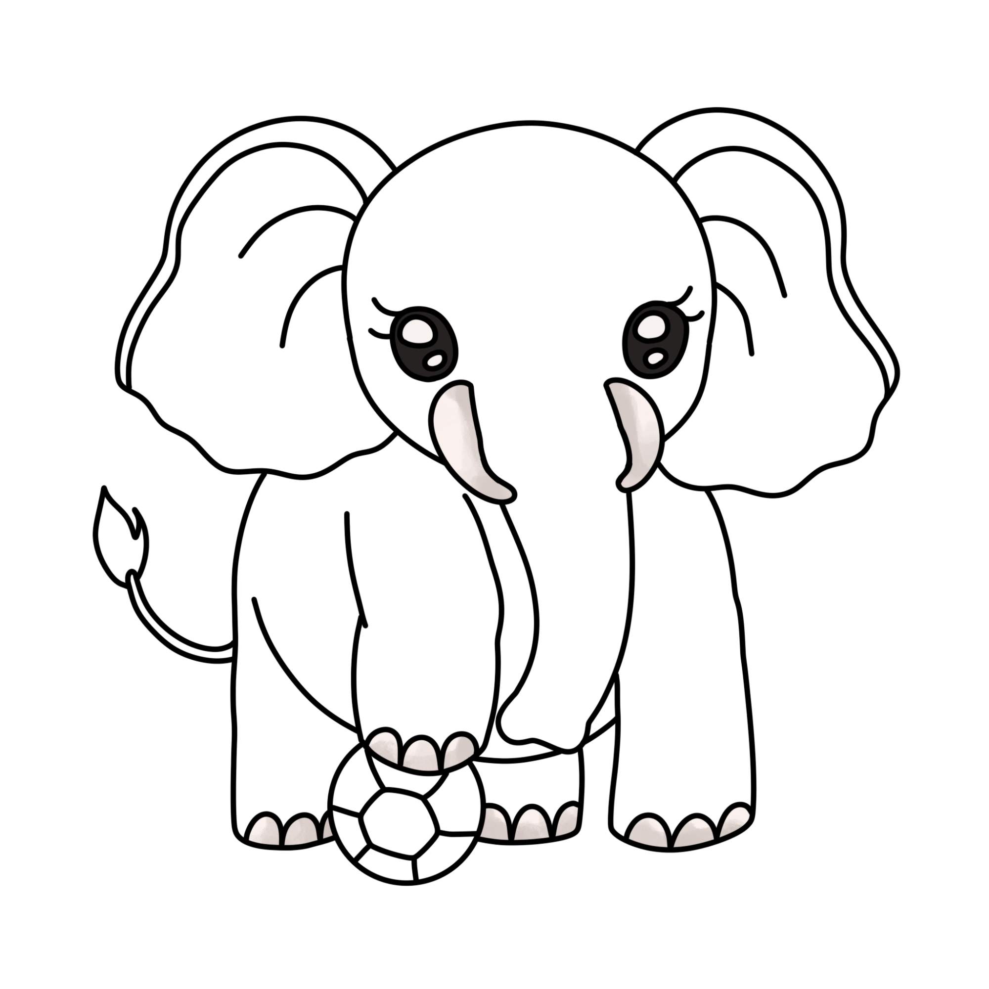 How to Draw a Cute Elephant - Step-13