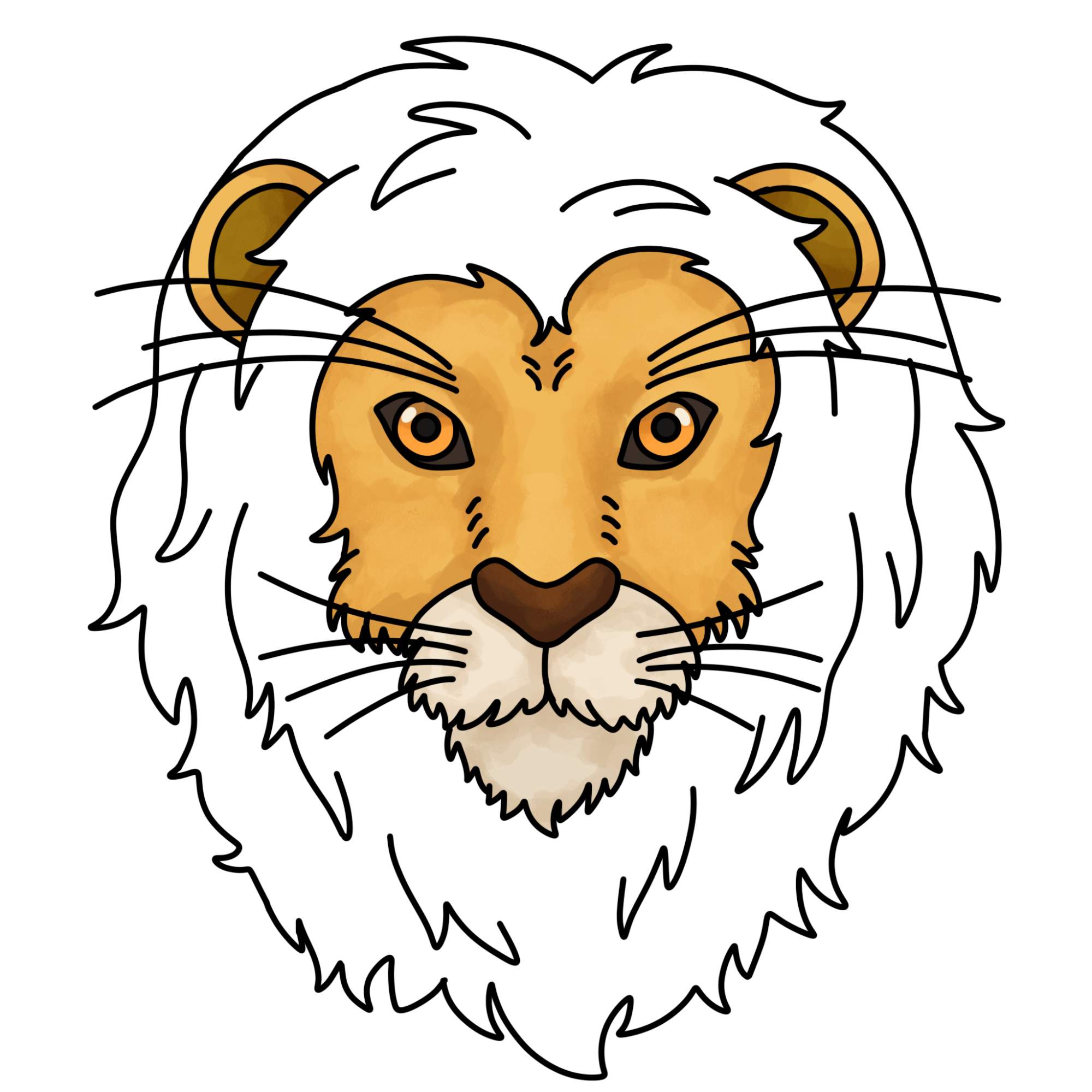 How to Draw a Lion Face - Step-14